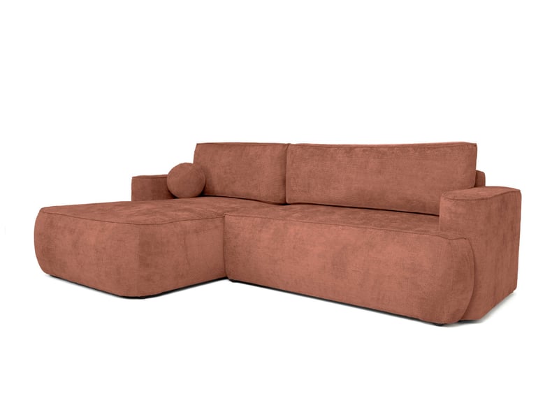  Canapé d'angle gauche cassis avec coffre de rangement en tissu chenille - terracotta CASSIS - Conforama E