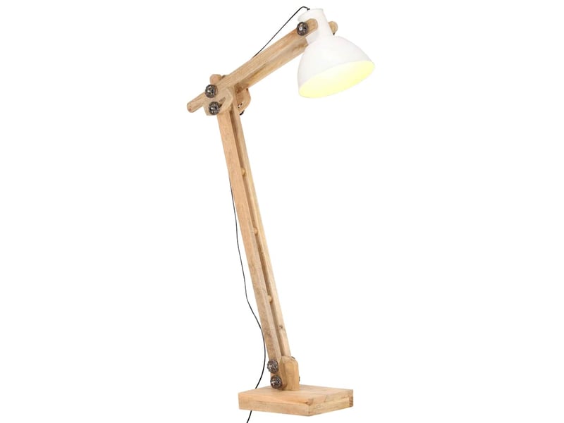  Lampadaire salon, lampe sur pied blanc bois de manguier massif e27  - Conforama B