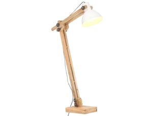 Lampadaire salon, lampe sur pied blanc bois de manguier massif e27
