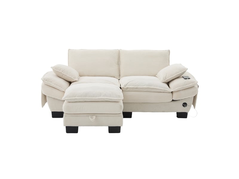  Canapé d'angle réversible fixe 2 places tissu beige  - Conforama A