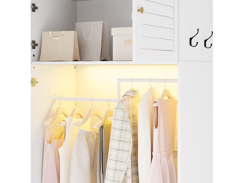  Armoire — blanche — 180 × 50 × 200 cm — 6 portes — 6 tiroirs  - Conforama E