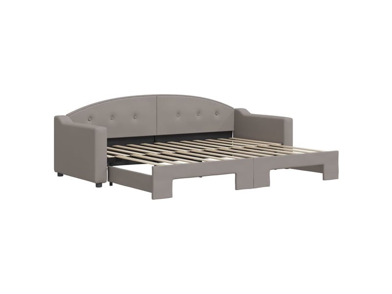 Lit simple- lit adulte -  lit de jour avec gigogne sans matelas taupe 80x200 cm  - Conforama A
