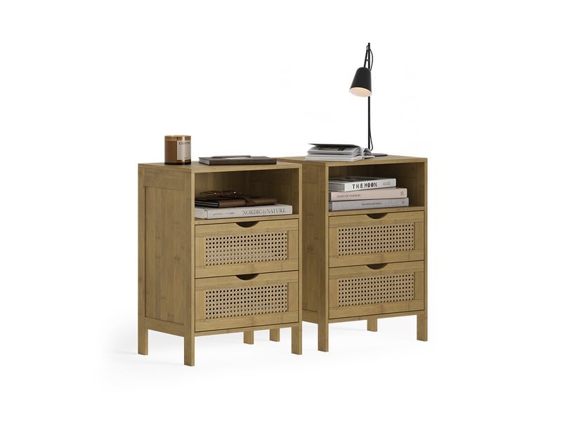  Vicco table de nuit, bambou, 40x58cm lot de 2  - Conforama E