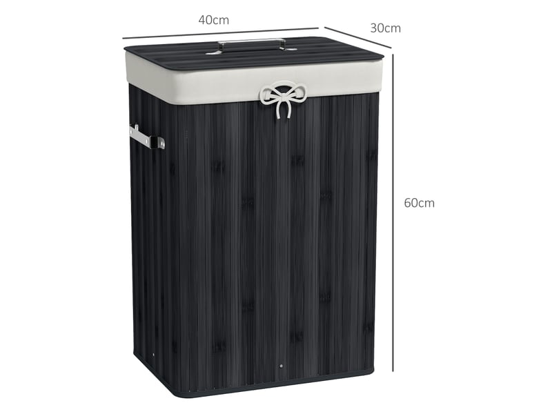  Panier à linge pliable 40x30x60 cm – noir – couvercle, sac amovible, poignées et 72 l de rangement  - Conforama C