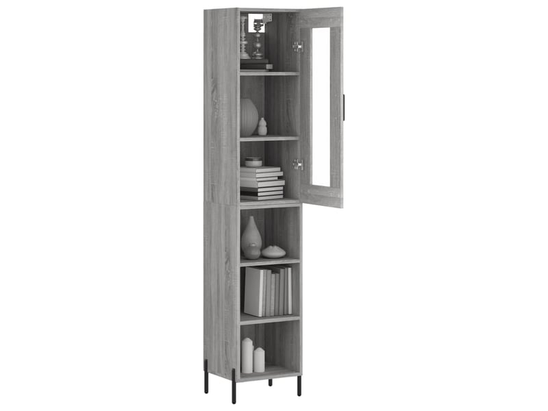  Buffet haut - bahut - meuble de rangement sonoma gris 34,5x34x180 cm bois d'ingénierie  - Conforama C