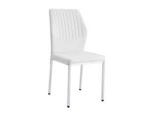 Lot de 4 chaises de salle à manger en cuir pu blanc, pieds en métal argenté, style luxe léger, hauteur 93 cm