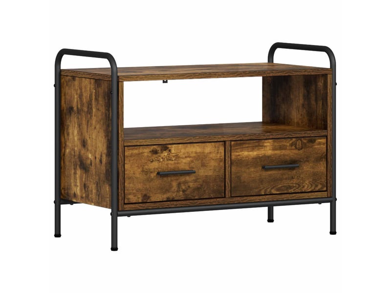  Meuble tv moderne, banc tv 67,5x33x50 cm chêne fumé bois d'ingénierie shl26763  - Conforama A