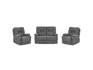 Canapé droit fixe <strong>BELIANI</strong> <strong></strong> 4 places Tissu gris avec coffre de rangement