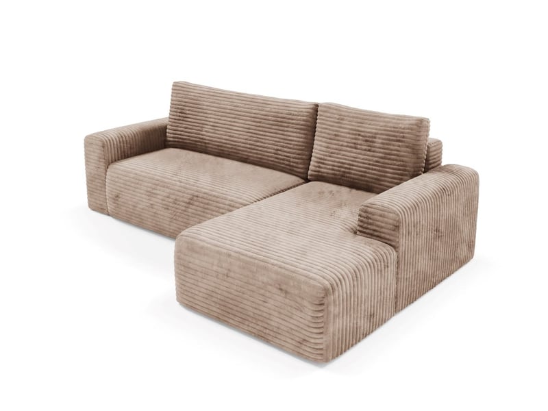  Canapé d'angle convertible en velours côtelé sontii braun  - Conforama D