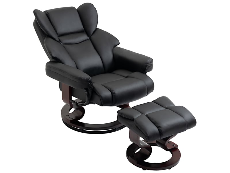  Fauteuil inclinable avec repose-pieds, fonction inclinable, pivotant, jusqu'à 160 kg, similicuir, structure en métal, noir, 80 x 79 x 100 cm  - Conforama B
