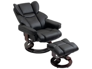 Fauteuil inclinable avec repose-pieds, fonction inclinable, pivotant, jusqu'à 160 kg, similicuir, structure en métal, noir, 80 x 79 x 100 cm