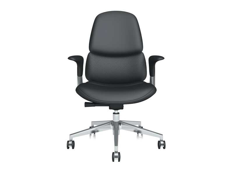 Fauteuil de bureau mi-haut 69 x 70 x 105 cm noir en cuir, inclinaison verrouillable et réglage hauteur - Conforama C