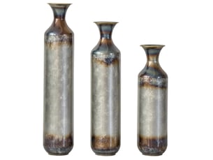 Lot de 3 vases de sol en métal, 51,8 à 72 cm, multicolores, décor vintage pour fleurs séchées et branches