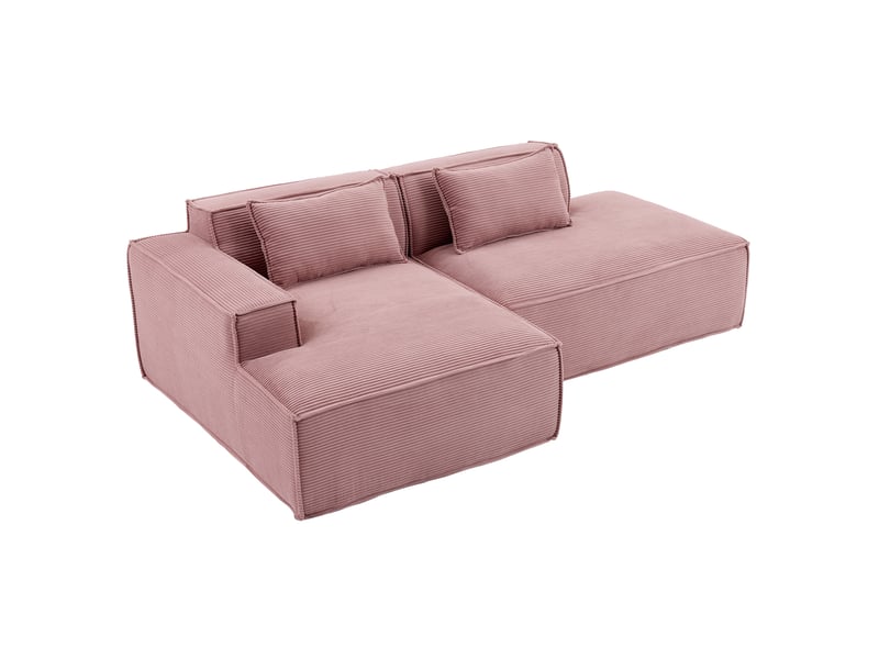  Canapé 2 places en polyester rose bébé avec 2 coussins - 233 x 129 x 70 cm  - Conforama A