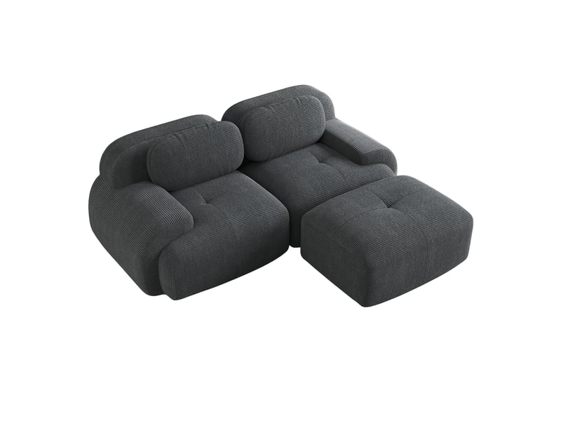  Canapé d'angle 208x178x70 cm modulable en corduroy gris avec accoudoirs arrondis  - Conforama A