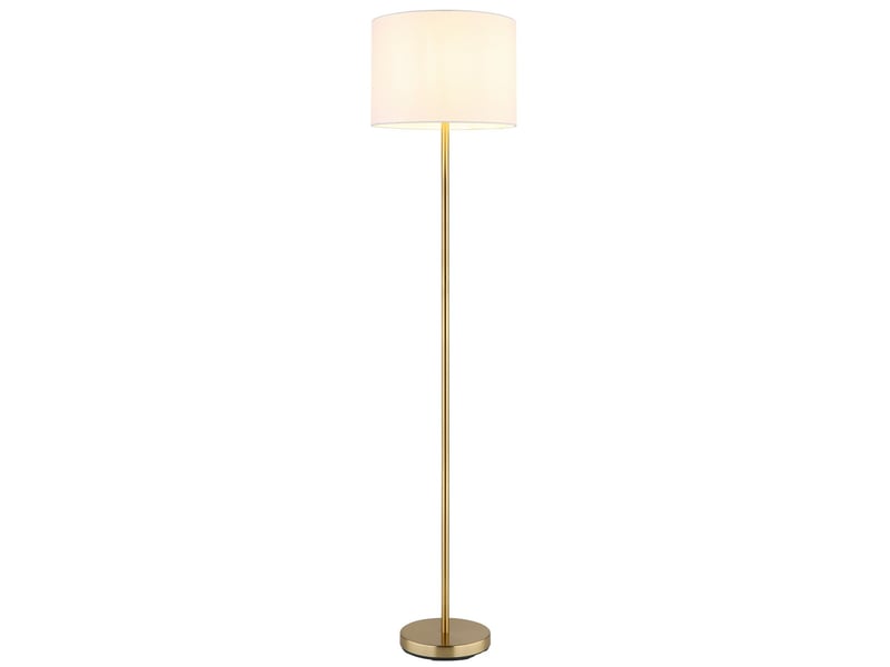 Globo truett lampadaire avec abat-jour en laiton mat et lin blanc, douille e27  - Conforama A