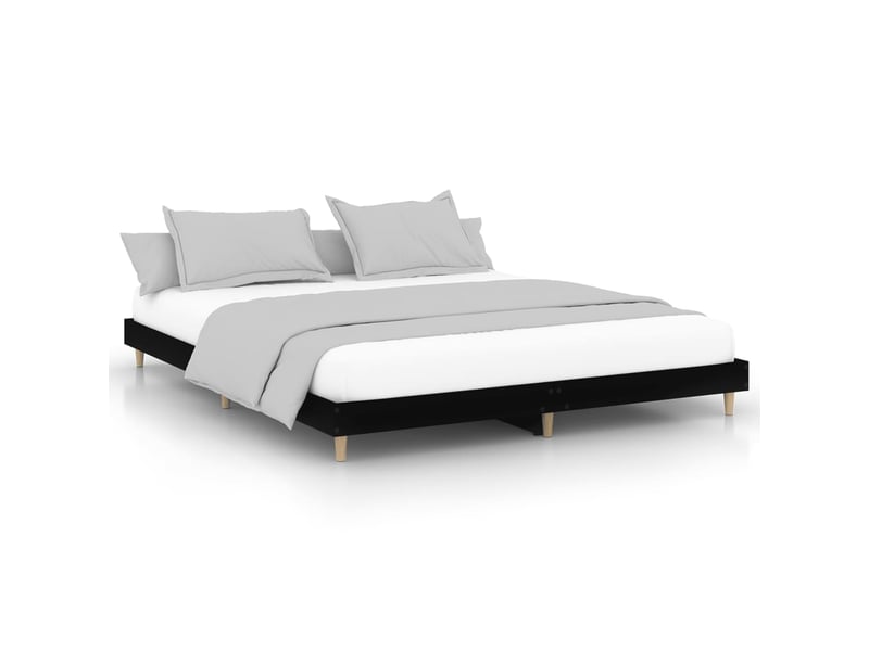  Lit double- lit adulte -  cadre de lit sans matelas noir 200x200 cm bois d'ingénierie  - Conforama A