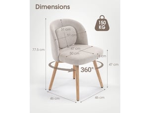 Lot de 2 chaises de salle à manger pivotantes 360° beige evryae