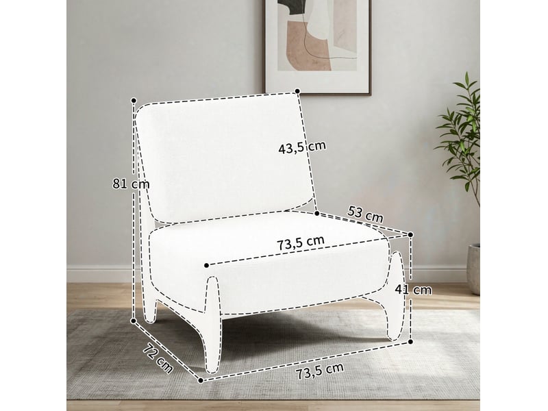  Fauteuil de salon 73,5 x 72 cm - beige - chenille rembourrée, assise épaisse et structure en bois stable  - Conforama C