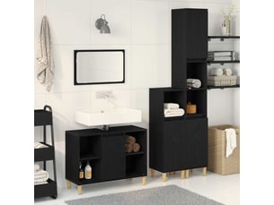 Ensemble de mobilier de salle de bain 3 pc noir 80 x 33 x 60 cm cf64421