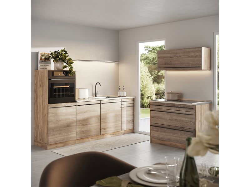 Vicco cuisine, sonomachêne doré, 220cm sans plan de travail - Conforama C