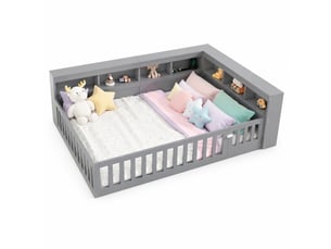 Lit avec rangement 140x190 cm MEUBLIV coloris gris