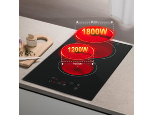 Plaque vitrocéramique 2 foyers 3000 w, plaque de cuisson encastrable 30 cm, commande tactile, 9 niveaux et minuteur 99 min