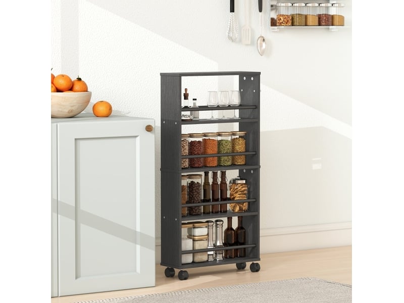  Desserte multifonction 45x15x91 cm – 4 niveaux de rangement – noir et métal  - Conforama B