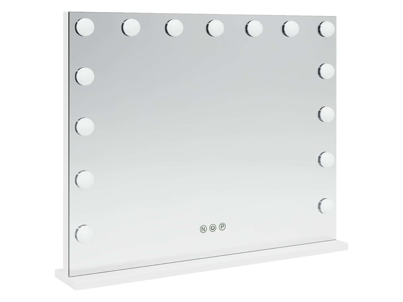  Miroir de coiffure led blanc 58 x 10 x 47 cm verre et acier cf62699  - Conforama D