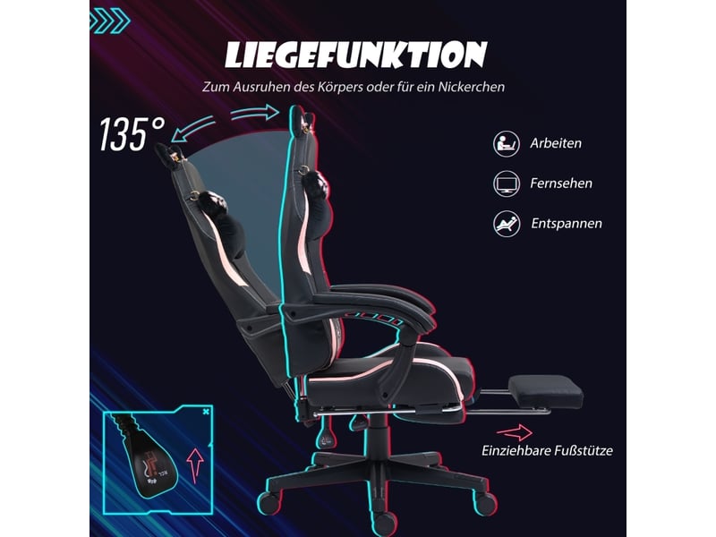  Fauteuil de jeu 65x62 cm inclinable à oreilles de chat rose et noir  - Conforama C