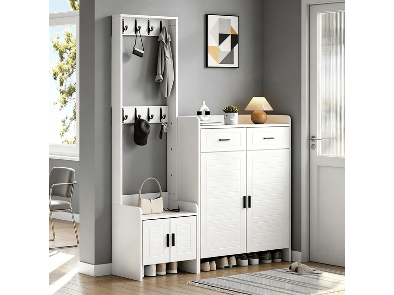  Portemanteau avec banc et rangement blanc 125 x 165 cm en mdf  - Conforama B