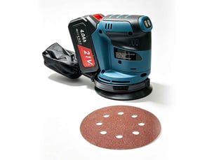 Ponceuse orbitale sans fil 21v avec moteur 1200w, 6 vitesses 15000rpm, batterie 4.0ah, sac à poussière et patin auto-agrippant 8 trous