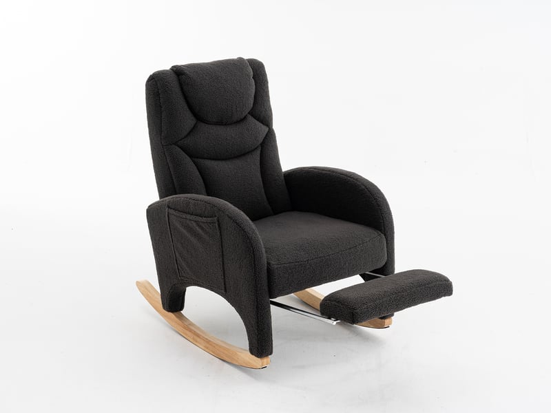  Fauteuil à bascule rembourré avec accoudoirs, tissu teddy, fauteuil d’accent pour salon et chambre DUD2013 - Conforama C