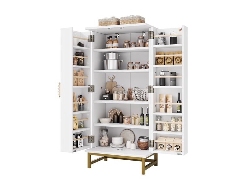  Armoire de cuisine blanche et or, meuble garde-manger pour petits espaces (sans matelas)  - Conforama A