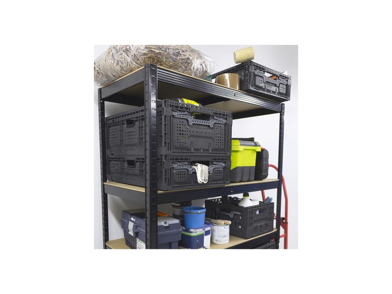 Lot 3 bacs de rangement pliables en plastique noir 40 x 60 x 25,9 cm 62560L - Conforama B
