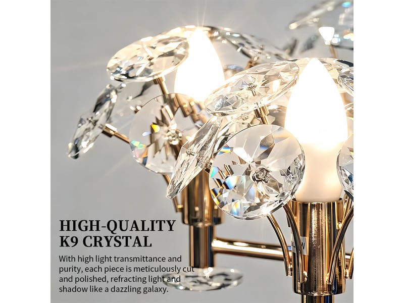  Lustre floral en cristal d – éclairage 3 couleurs ASLED-829 - Conforama D