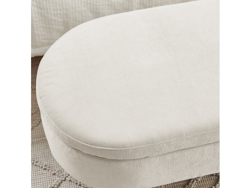  Banc de rangement 110 x 40 x 42 cm beige en chenille, coffre 20 l avec couvercle hydraulique pour entrée  - Conforama E
