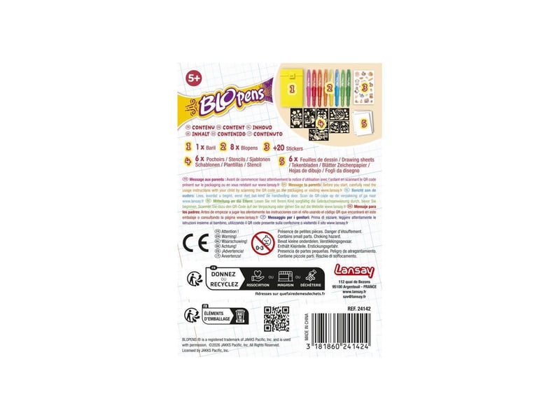  Set de coloriage blopens jardin féerique avec pochoirs, stickers et 8 feutres LAN3181860241424 - Conforama D