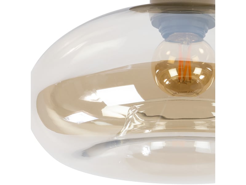  Plafonnier rond 27x20 cm en verre ambré et beige - zilur  - Conforama C