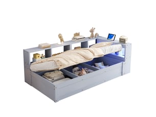 Lit coffre 90x200 cm VIVRYN coloris gris