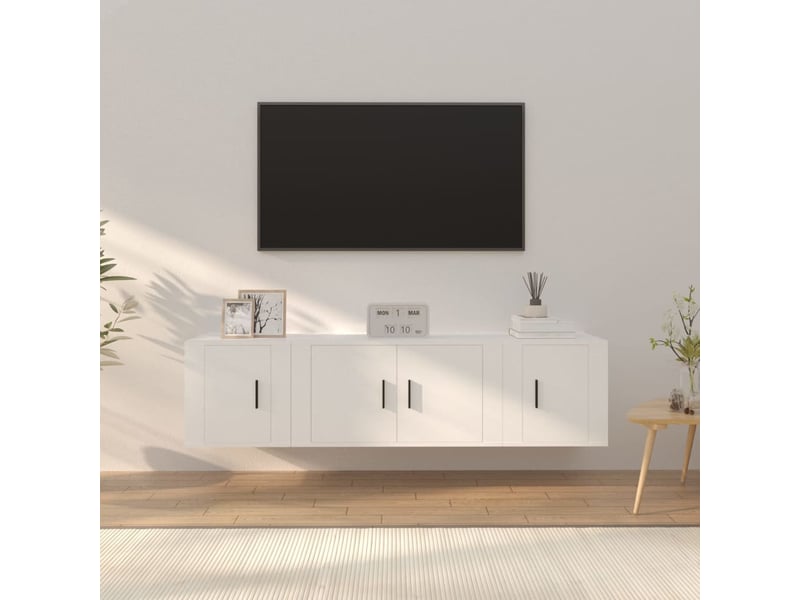  Ensemble de meubles tv - banc tv - meuble de rangement 3 pcs blanc bois d'ingénierie  - Conforama B