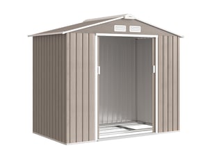 Abri de jardin grande remise pour outils 213 x 130 x 185 cm porte coulissante industriel en acier galvanisé marron clair 21_0004029