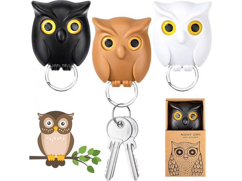 3 pièces porte-clés mural adhésif tableau à clés pour montage créative magnétique key holder avec design yeux ouverts et fermés, noir - Conforama A