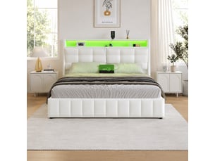 Lit avec rangement 160x200 cm coloris blanc
