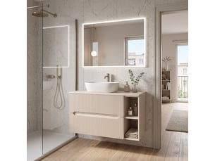 Meuble sous vasque suspendu avec étagère 2t novo l.100 cm cachemire mat