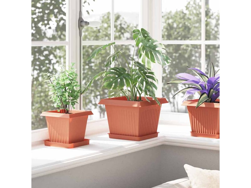Jardinière - pot de fleurs carré 6 pcs rouge brique 23 x 23 x 17,5 cm - Conforama D