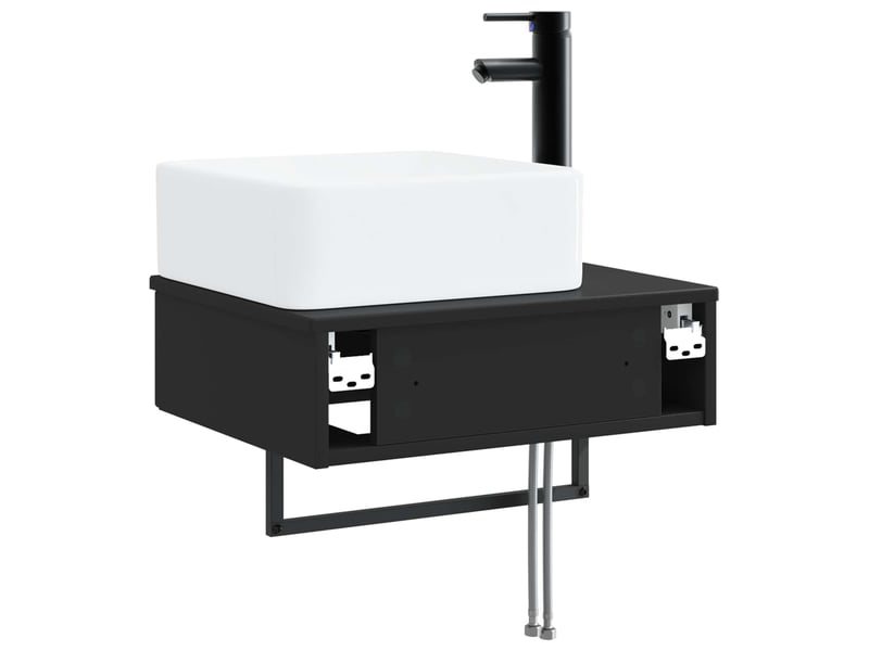 Basin de lavage mural, lavabo noir 50x41x39 cm bois d'ingénierie - Conforama E