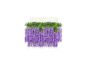 Lot de 12 artificielle fleurs, faux wisteria vigne soie fleur suspendue guirlande pour la maison jardin partie de mariage décor simulation fleur, 115cm (violet)