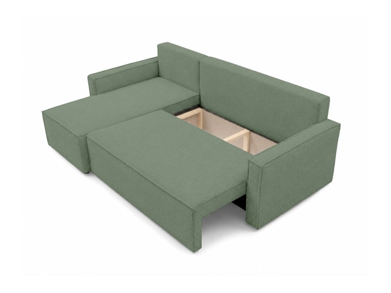  Farah - canapé d'angle reversible convertible 4 places accoudoirs slim en tissu bouclettes généreuses  - Conforama D