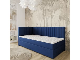 Lit avec rangement 90x200 cm <strong>MASSENO</strong>  <strong></strong> coloris bleu